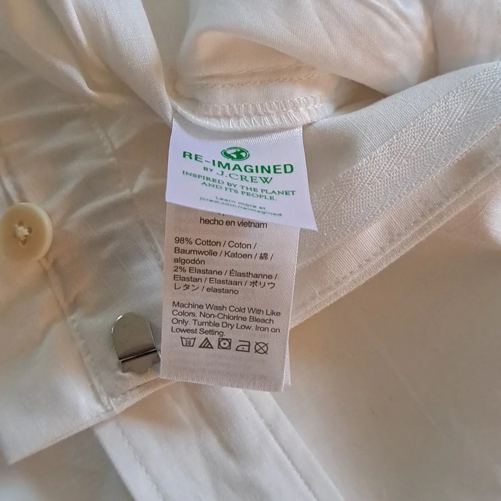NWT J. Crew Womens Wide Leg White Cropped Chino Pants Elastic Waist Sash‎ S-6